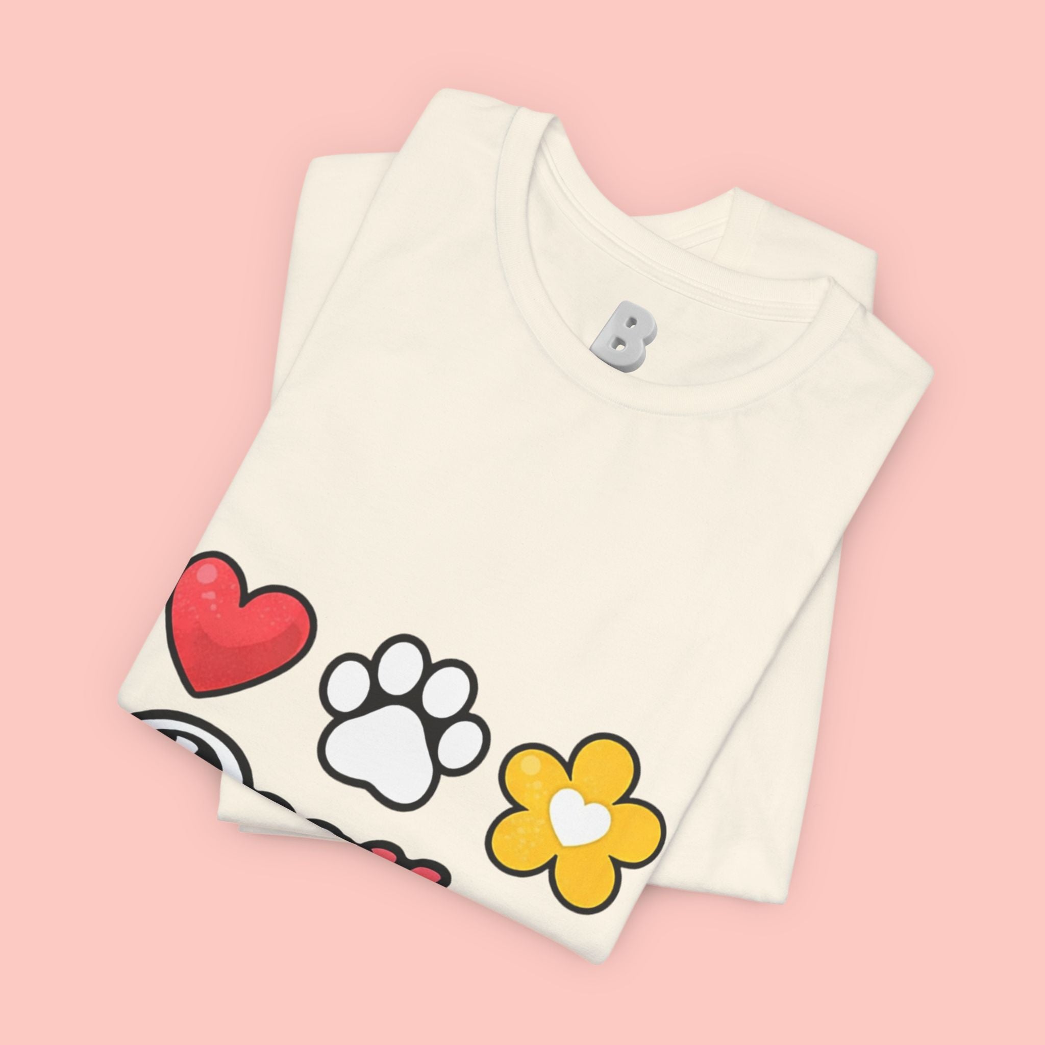 Dog Mom T-Shirt – Heart, Paw & Flower Graphic Tee