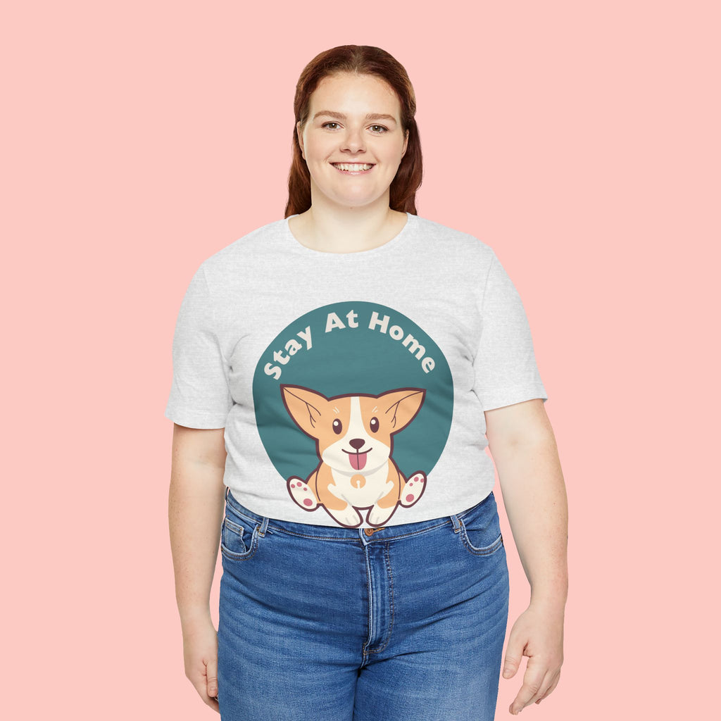 Stay At Home Dog Mom T-Shirt — Cute Corgi Graphic Tee
