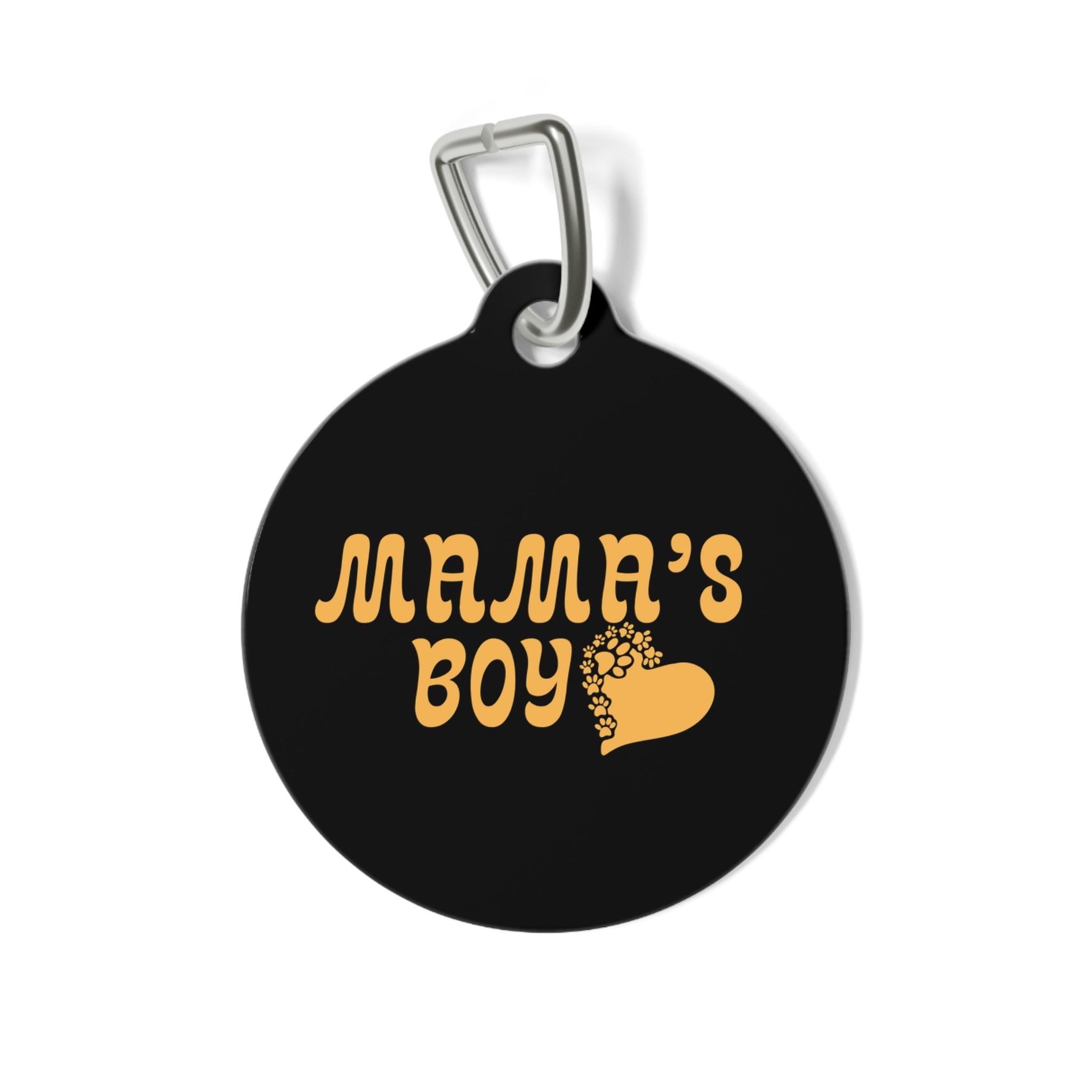 Mama's Boy Pet Tag — Retro Heart Paw ID Tag for Dogs & Cats
