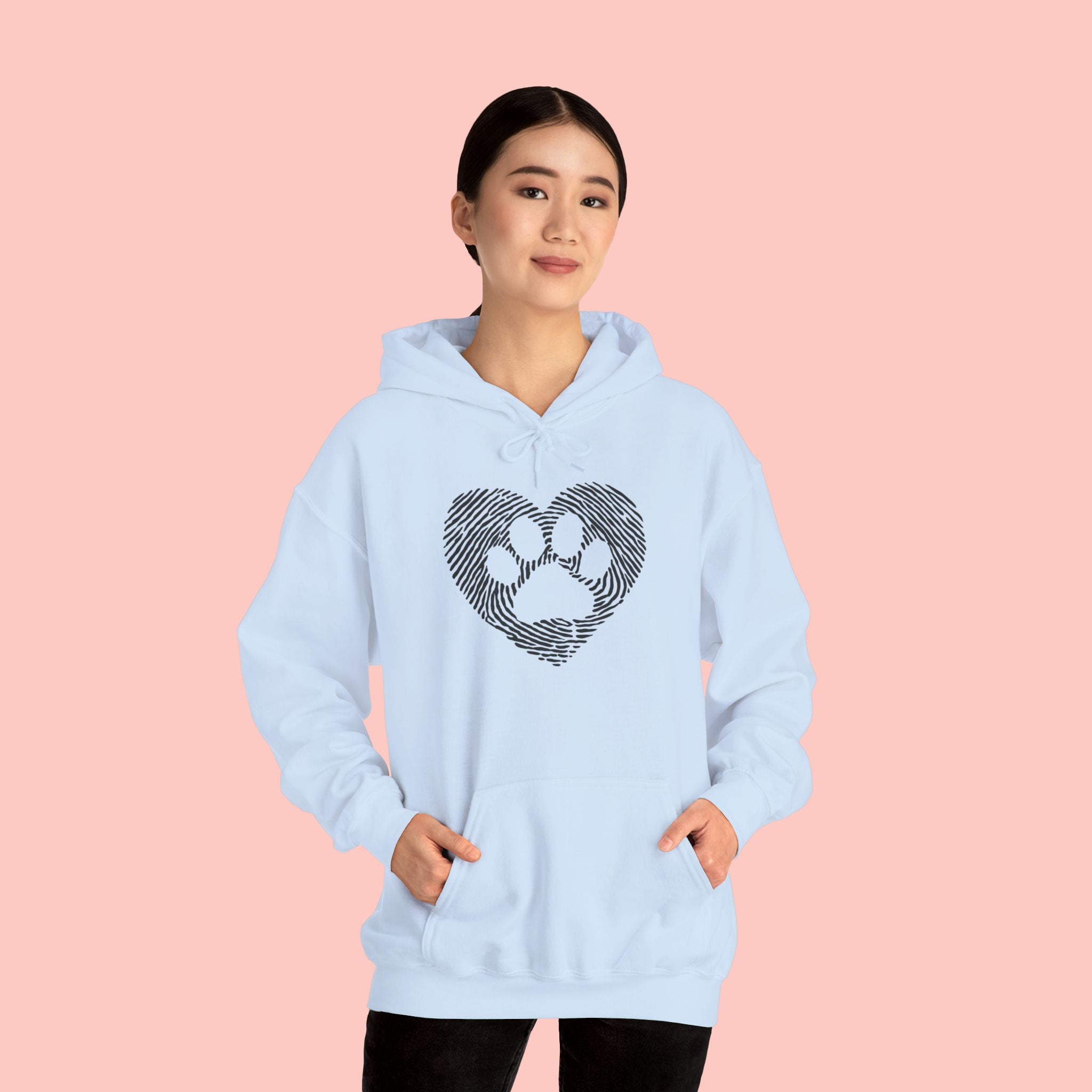 Heart Paw Print Hoodie — Dog Lover Heart Paw Graphic Sweatshirt