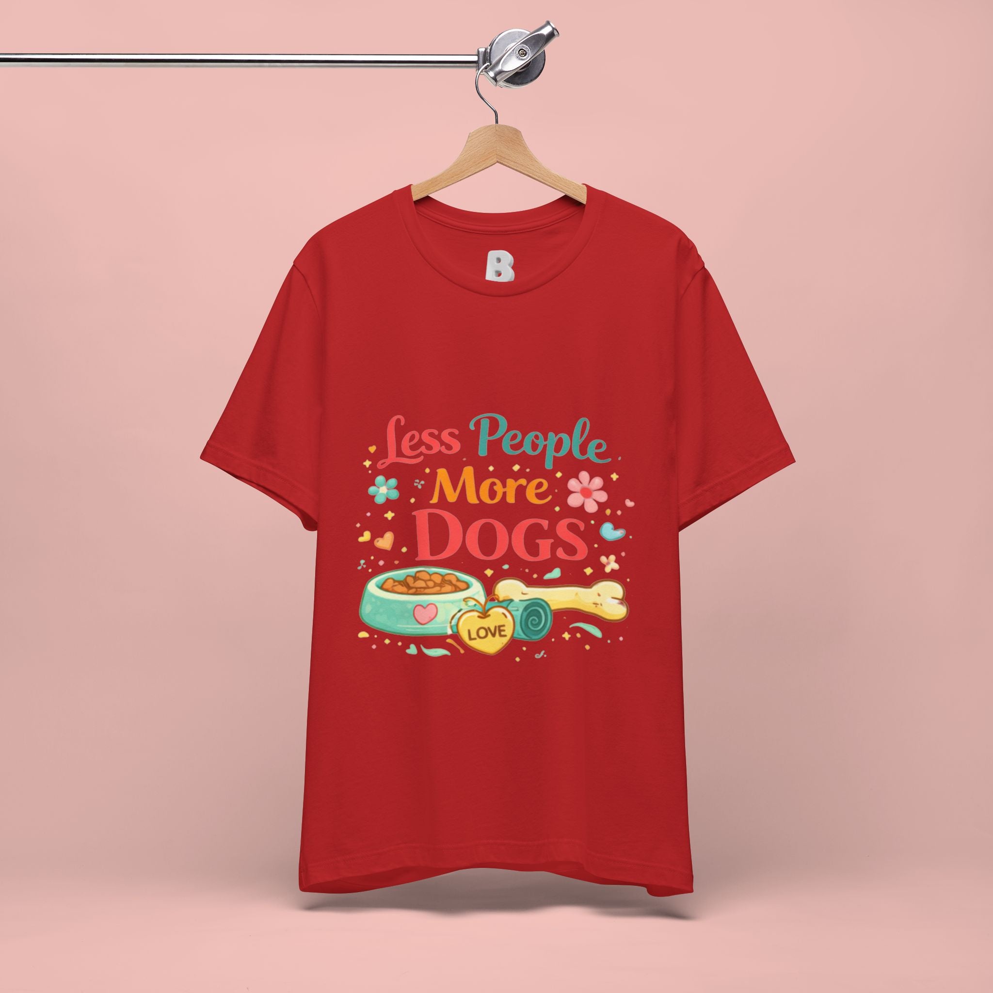 Less People More Dogs T-Shirt – Cute Dog Bowl & Bone Graphic Tee
