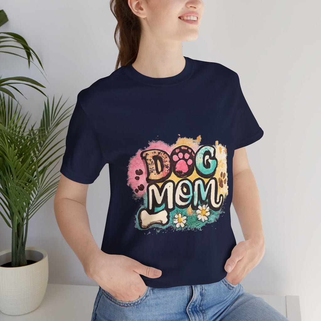 Dog Mom T-Shirt — Colorful Paw Print Graphic Tee for Pet Lovers