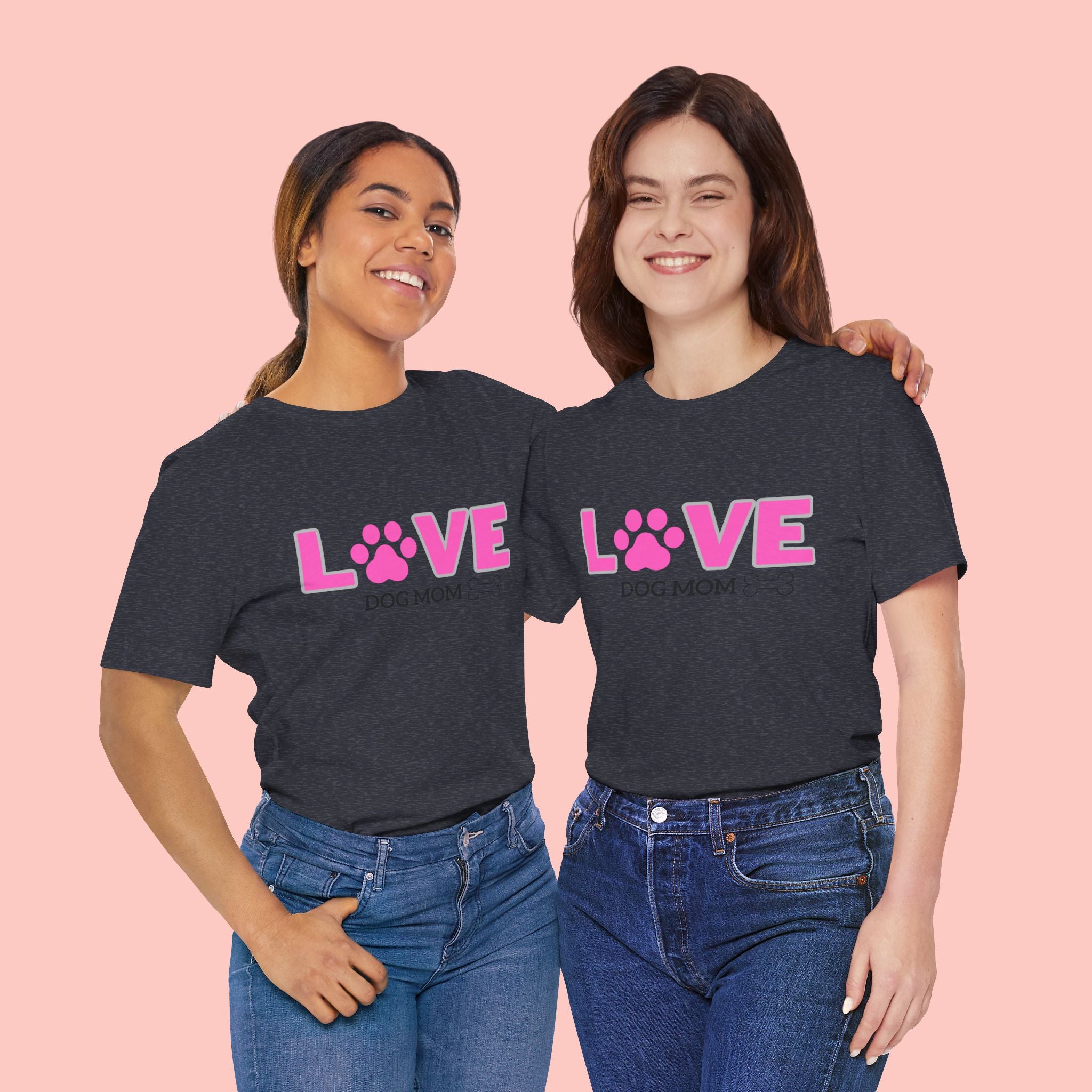 Love Dog Mom T-Shirt — Pink Paw Graphic Tee