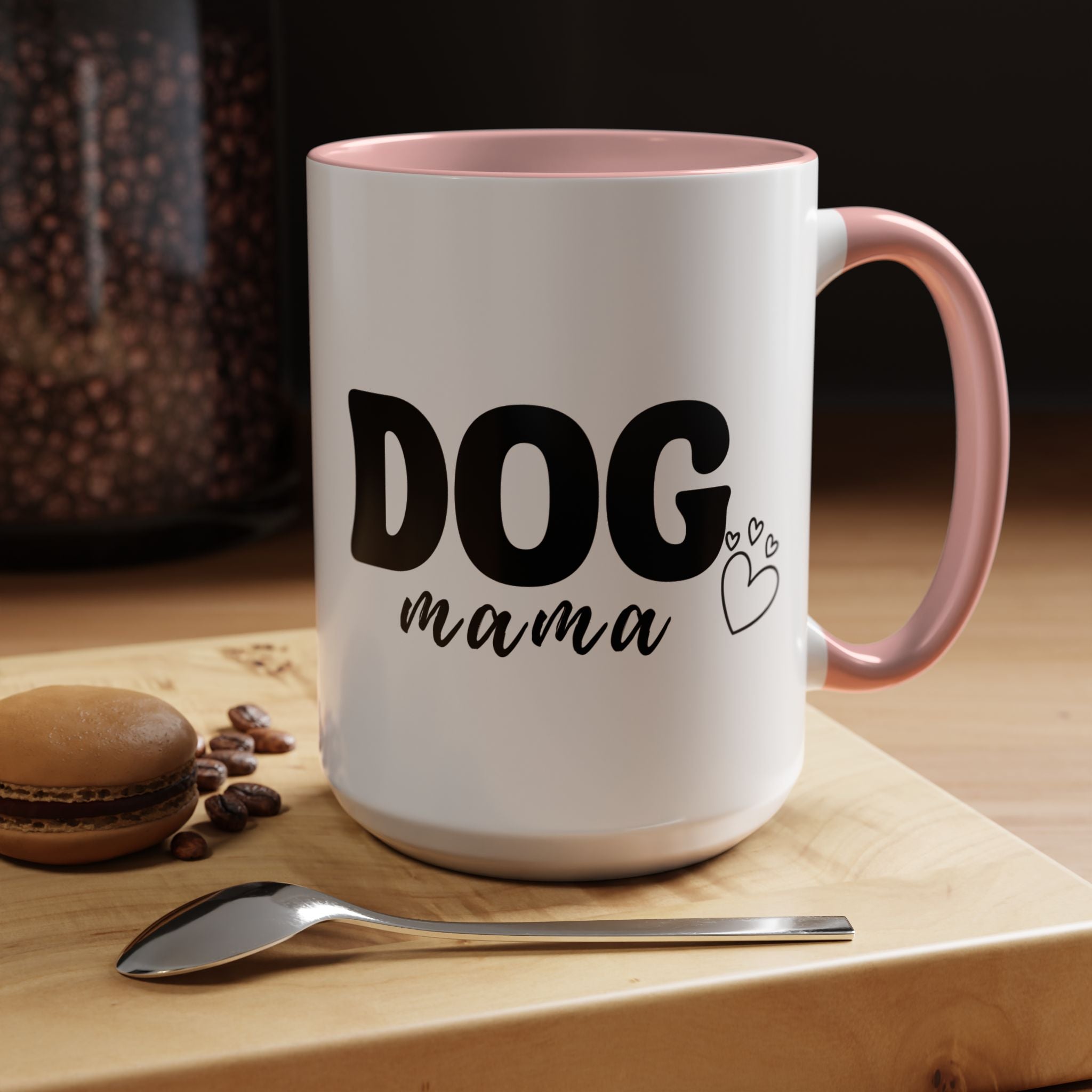 Dog Mama Accent Coffee Mug — Cute Black & White Pet Lover Gift (11/15oz)