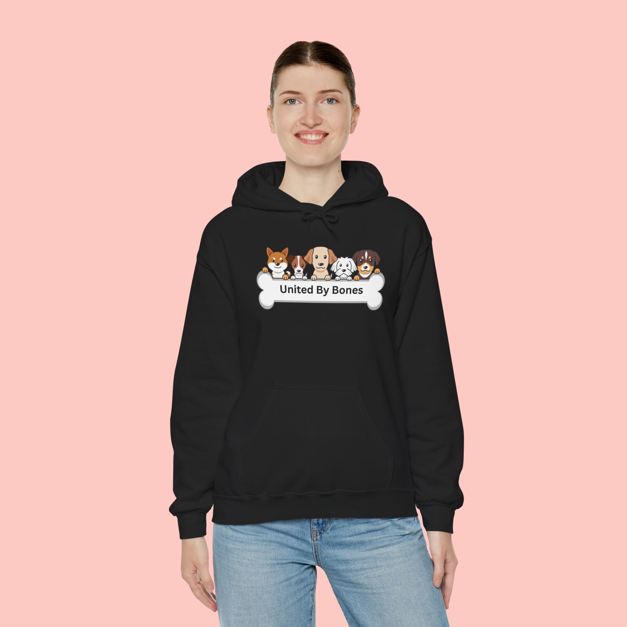 United By Bones Hoodie — Cute Cartoon Dogs Paw Bone Graphic Sweatshirt