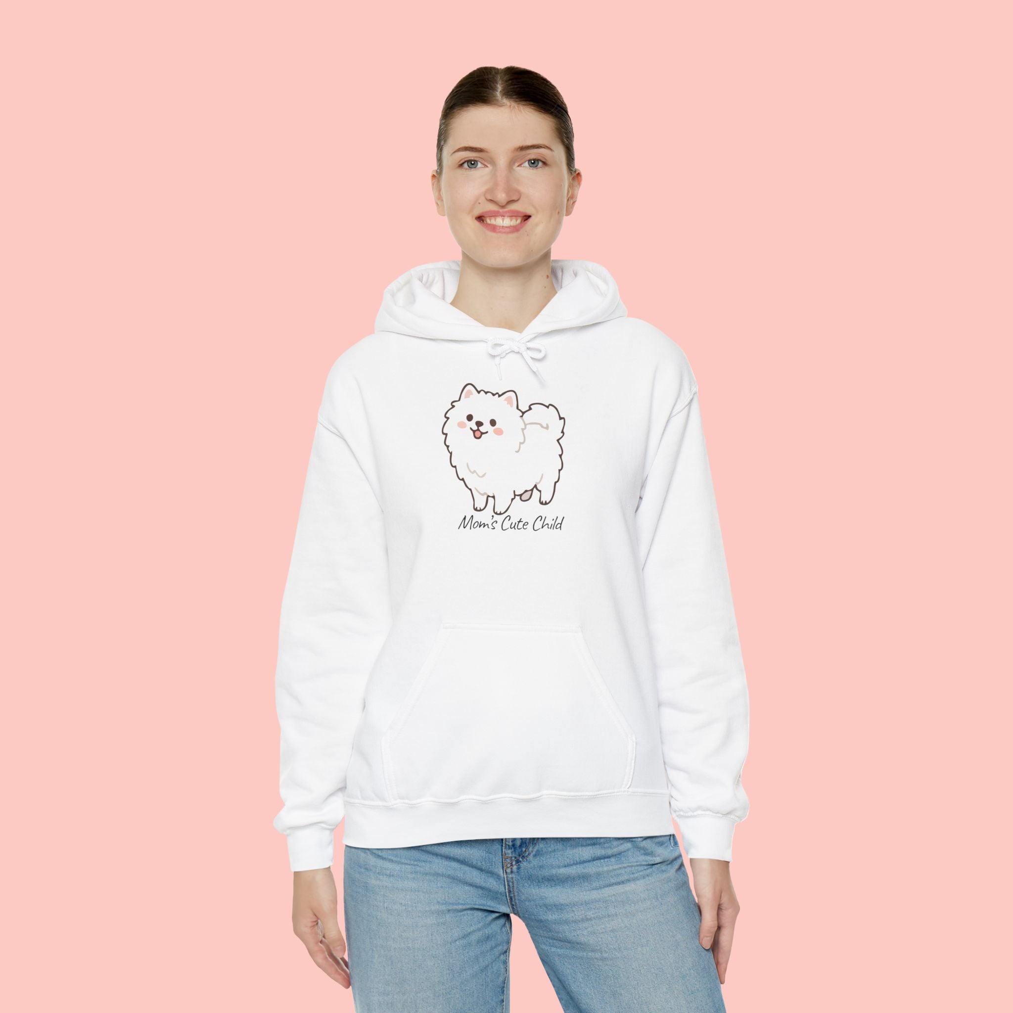 Pomeranian 'Mom's Little Child' Hoodie – Cute White Dog Graphic Pullover