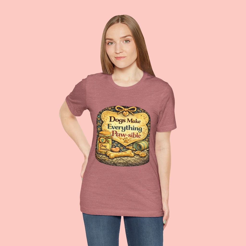 Dog Lover T‑Shirt – "Dogs Make Everything Paw‑sible" Vintage Pet Rescue Tee