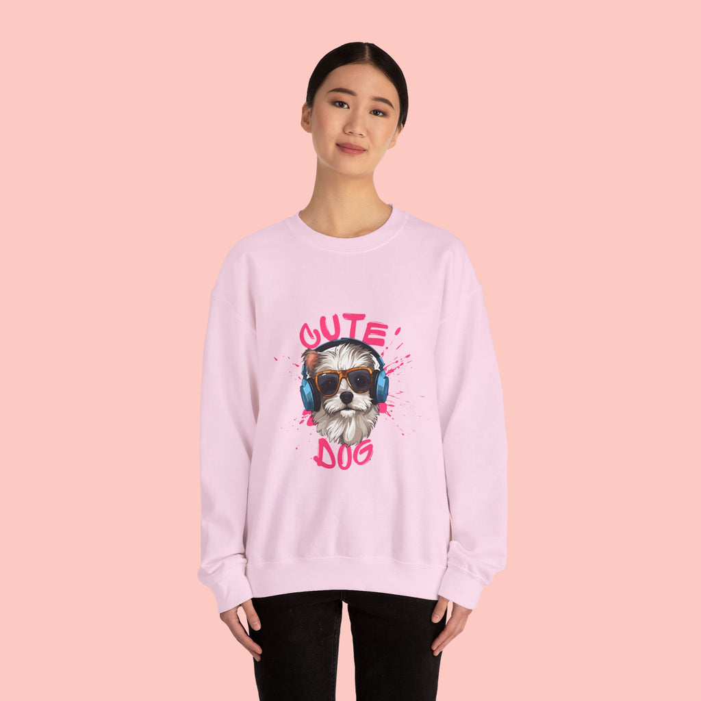 Cute Dog Sweatshirt — Cool Pup with Headphones Graphic Crewneck