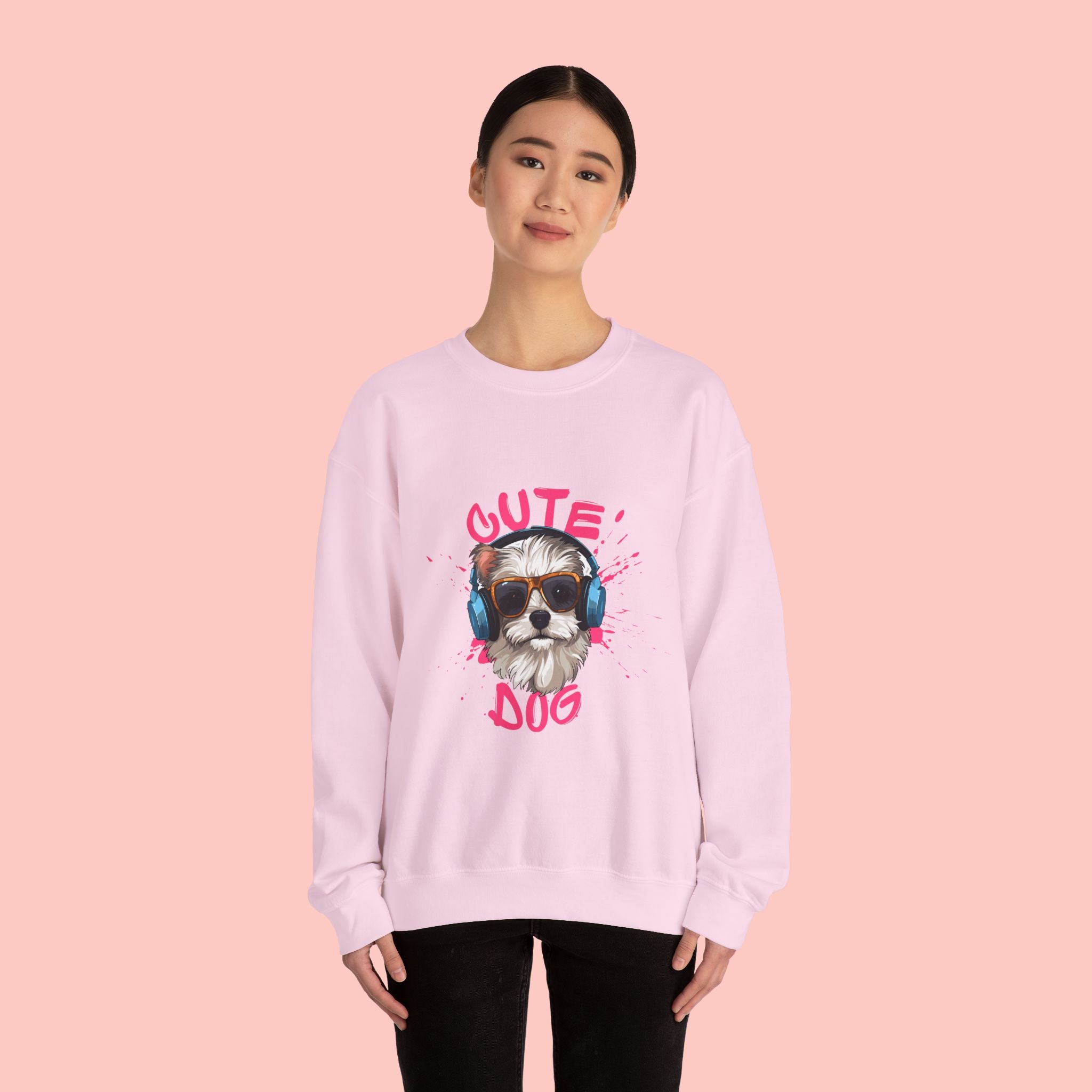 Cute Dog Sweatshirt — Cool Pup with Headphones Graphic Crewneck