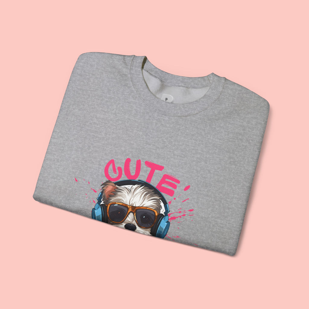 Cute Dog Sweatshirt — Cool Pup with Headphones Graphic Crewneck
