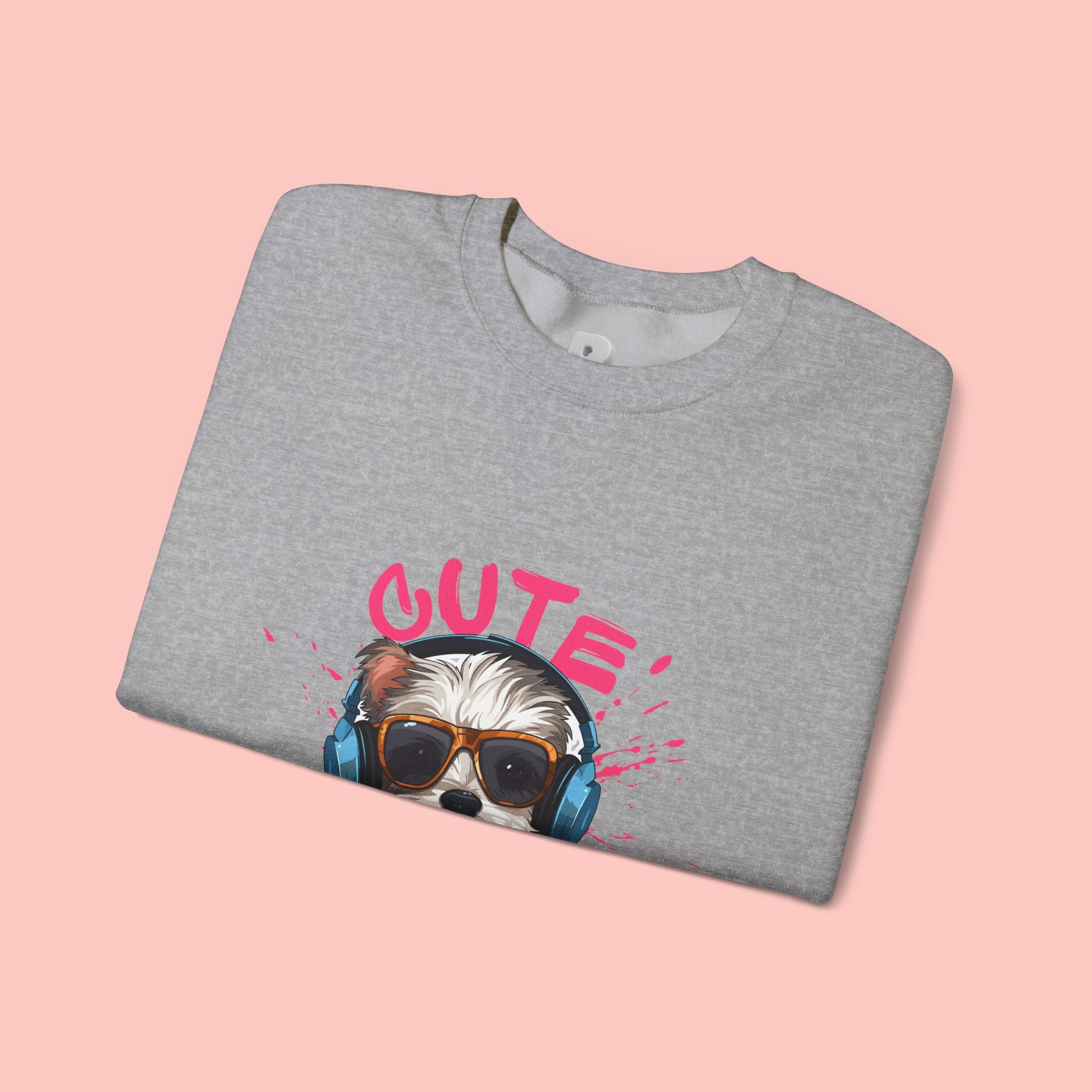Cute Dog Sweatshirt — Cool Pup with Headphones Graphic Crewneck