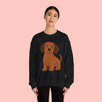 Cute Brown Puppy Sweatshirt — Cartoon Dachshund Crewneck for Dog Lovers
