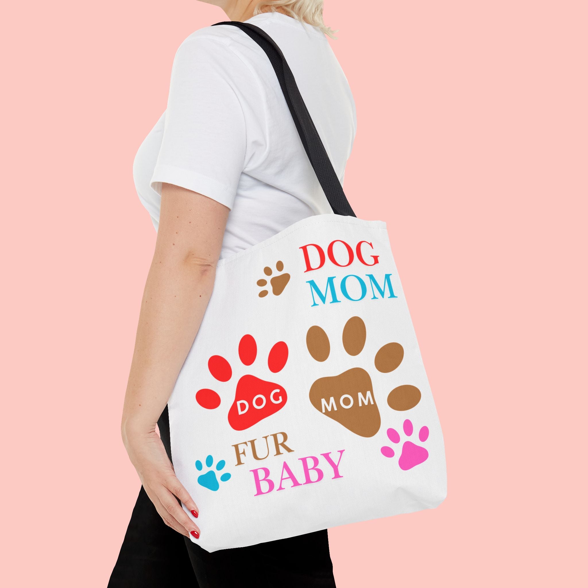 Dog Mom Tote Bag – "Fur Baby" Paw Print AOP Tote
