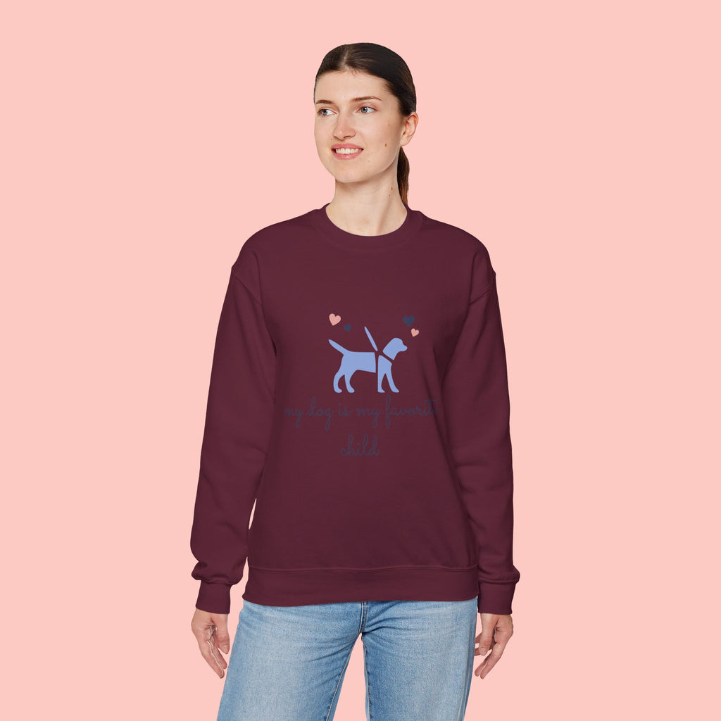 Dog Lover Crewneck Sweatshirt - "My Dog Is My Favorite Child" Graphic
