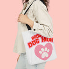 Proud Dog Mom Canvas Tote Bag – Pink Paw Heart Dog Mom Gift