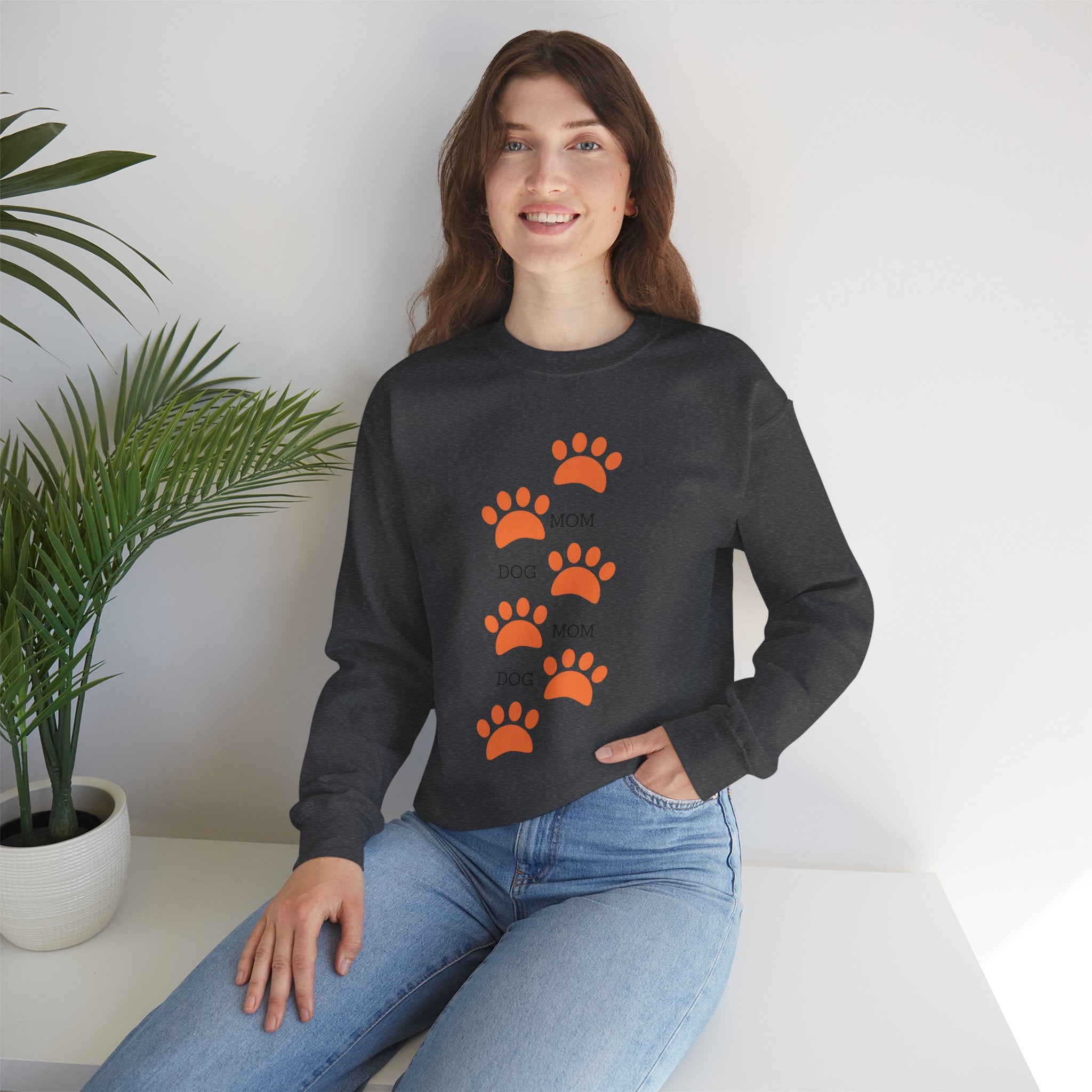 Dog Mom Paw Print Sweatshirt — Cute Pet Lover Crewneck