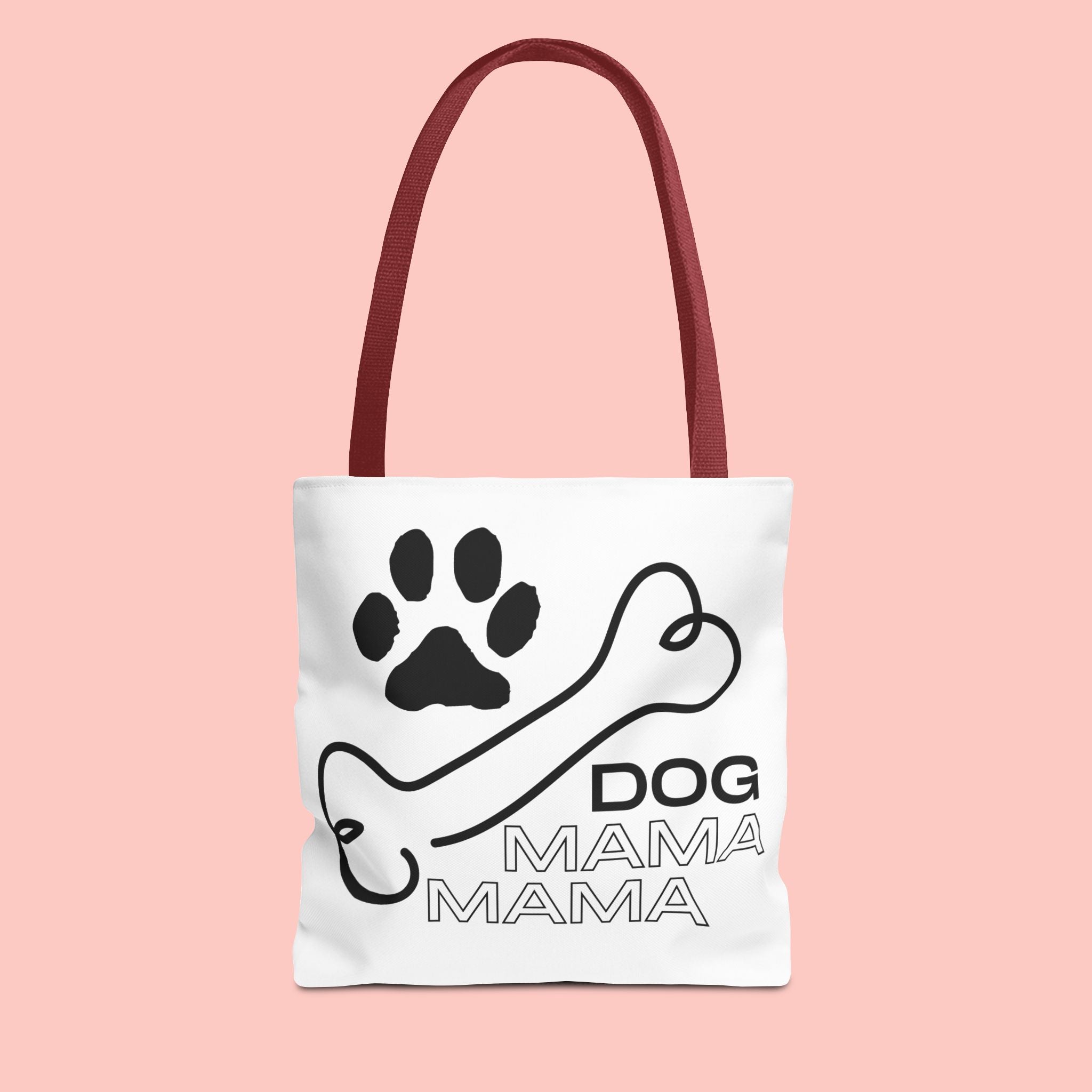 Dog Mama Tote Bag — Paw Print & Bone Graphic Canvas Shopper