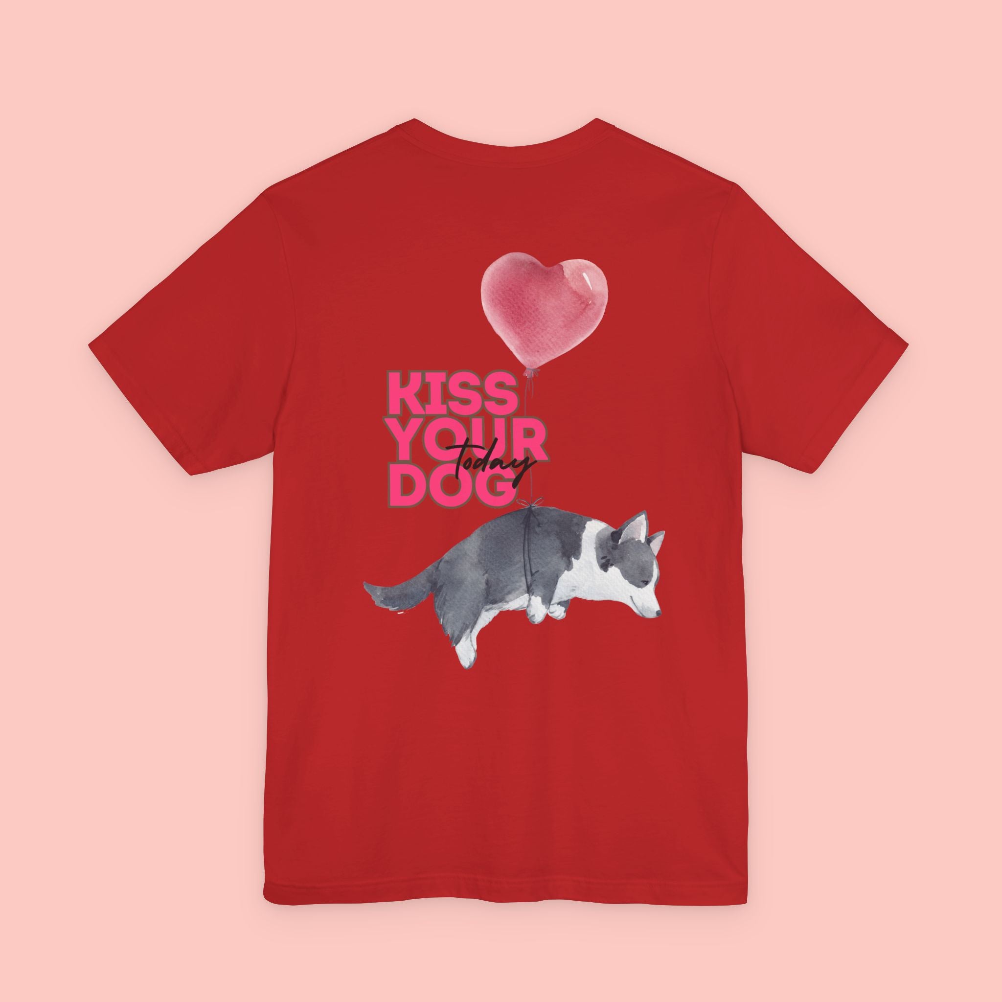 Kiss Your Dog Tee — Corgi Heart Balloon Graphic T-Shirt
