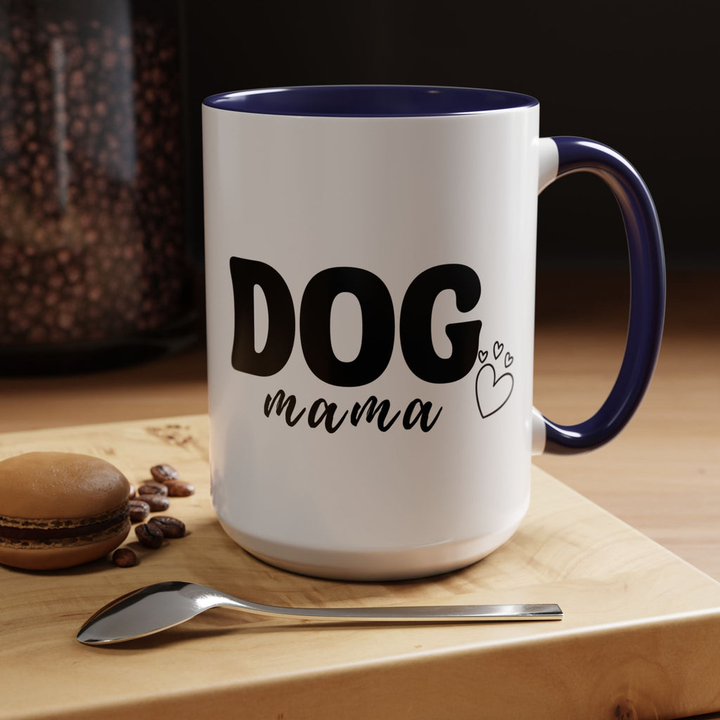 Dog Mama Accent Coffee Mug — Cute Black & White Pet Lover Gift (11/15oz)