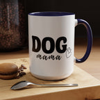 Dog Mama Accent Coffee Mug — Cute Black & White Pet Lover Gift (11/15oz)