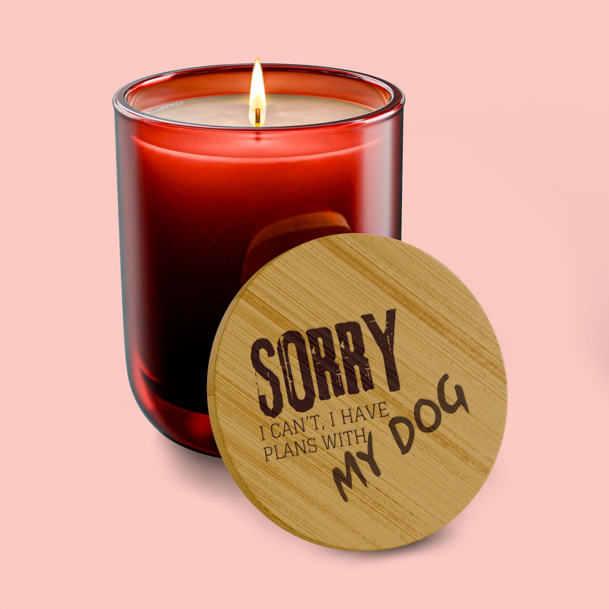 Engraved 14oz Soy Candle — "Sorry My Dog" Scented Candle with Bamboo Lid