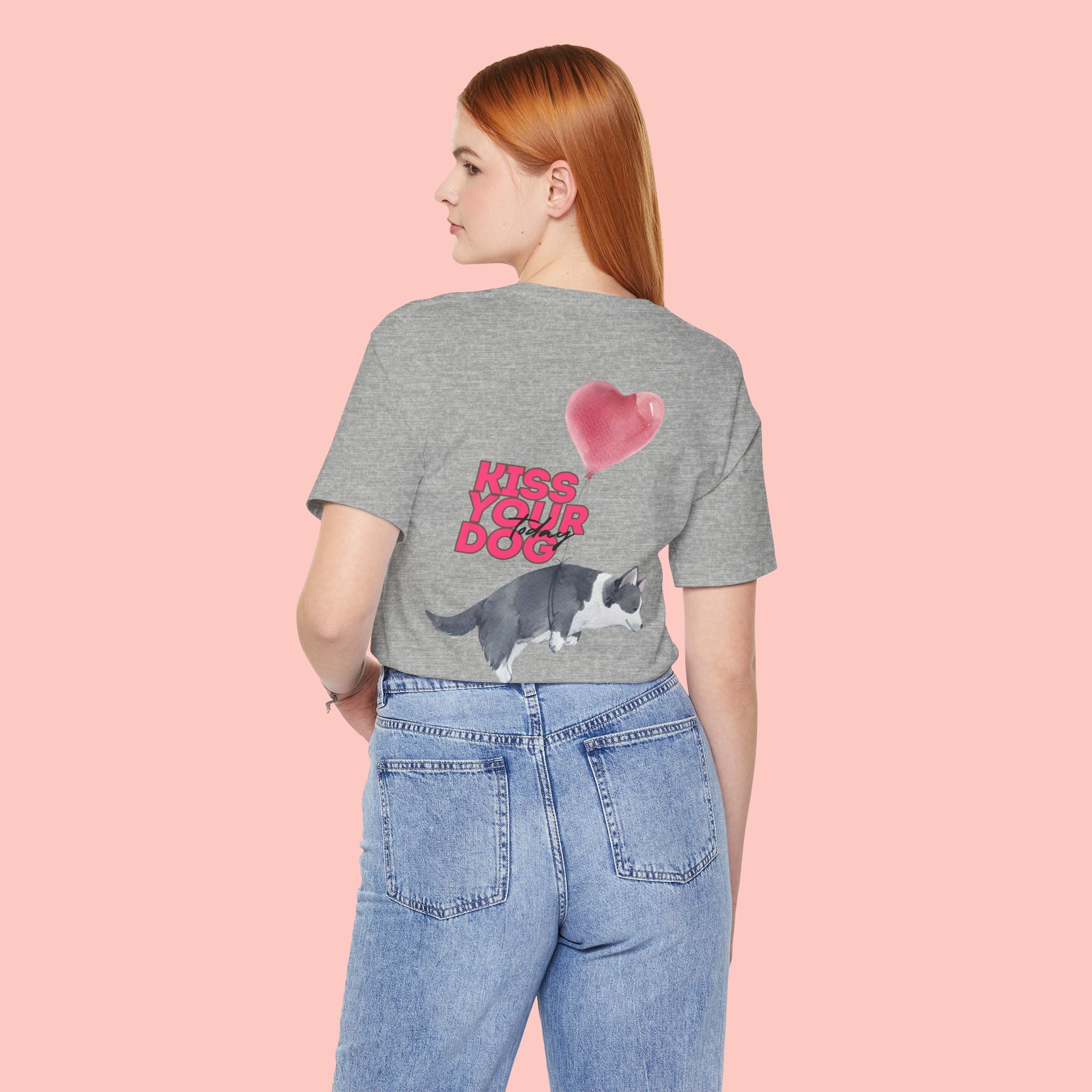 Kiss Your Dog Tee — Corgi Heart Balloon Graphic T-Shirt