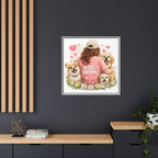 Dog Mom Canvas Print — Framed Matte Wall Art with Cute Dogs & Hearts