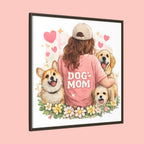 Dog Mom Canvas Print — Framed Matte Wall Art with Cute Dogs & Hearts