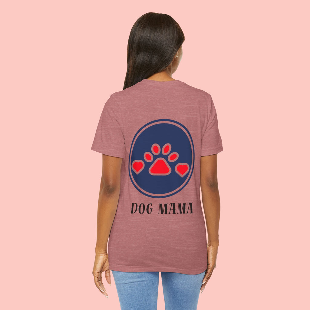 Dog Mama Tee - Paw Print Heart Graphic Short Sleeve Shirt