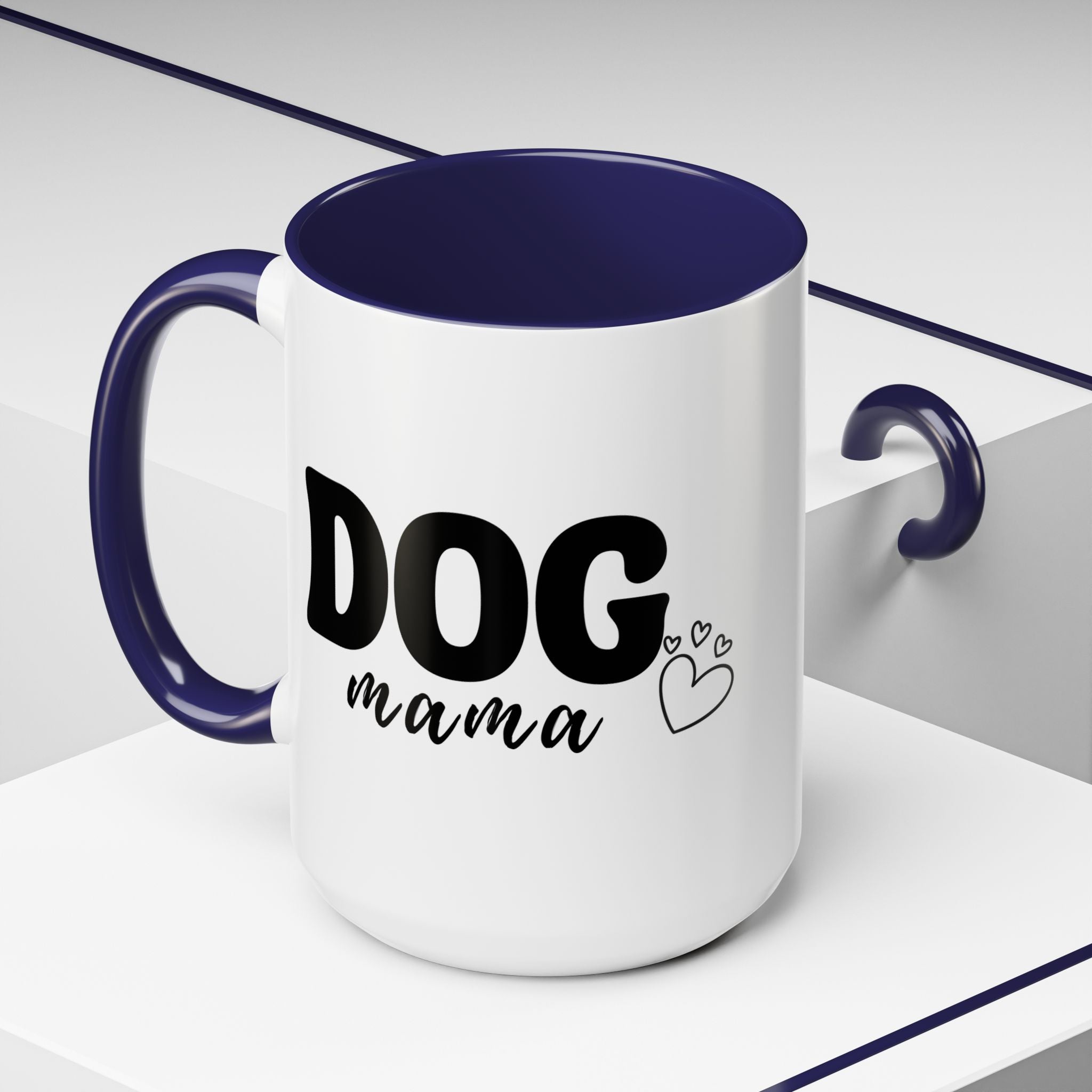 Dog Mama Accent Coffee Mug — Cute Black & White Pet Lover Gift (11/15oz)