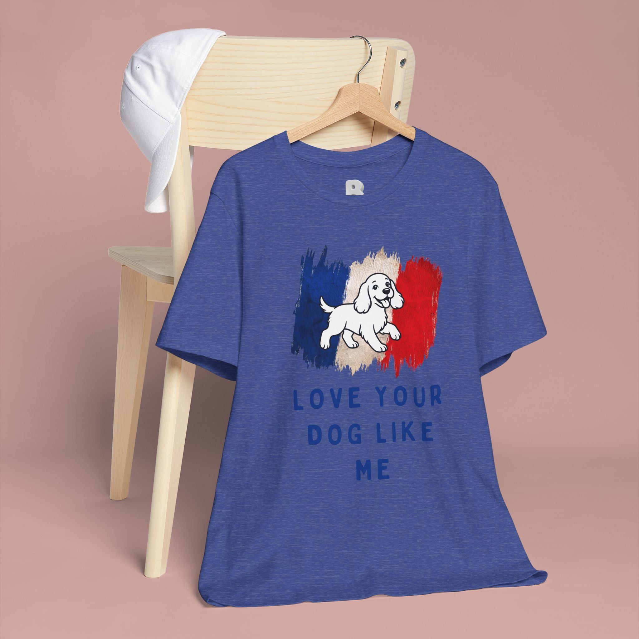 Love Your Dog Like Me T-Shirt — French Flag Heart Puppy Tee