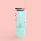 40oz Insulated Travel Mug — 'Groovy Mom' Pink Retro Design