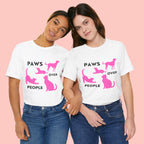 Paws Over People Tee — Pink Cats & Dogs Graphic T-Shirt