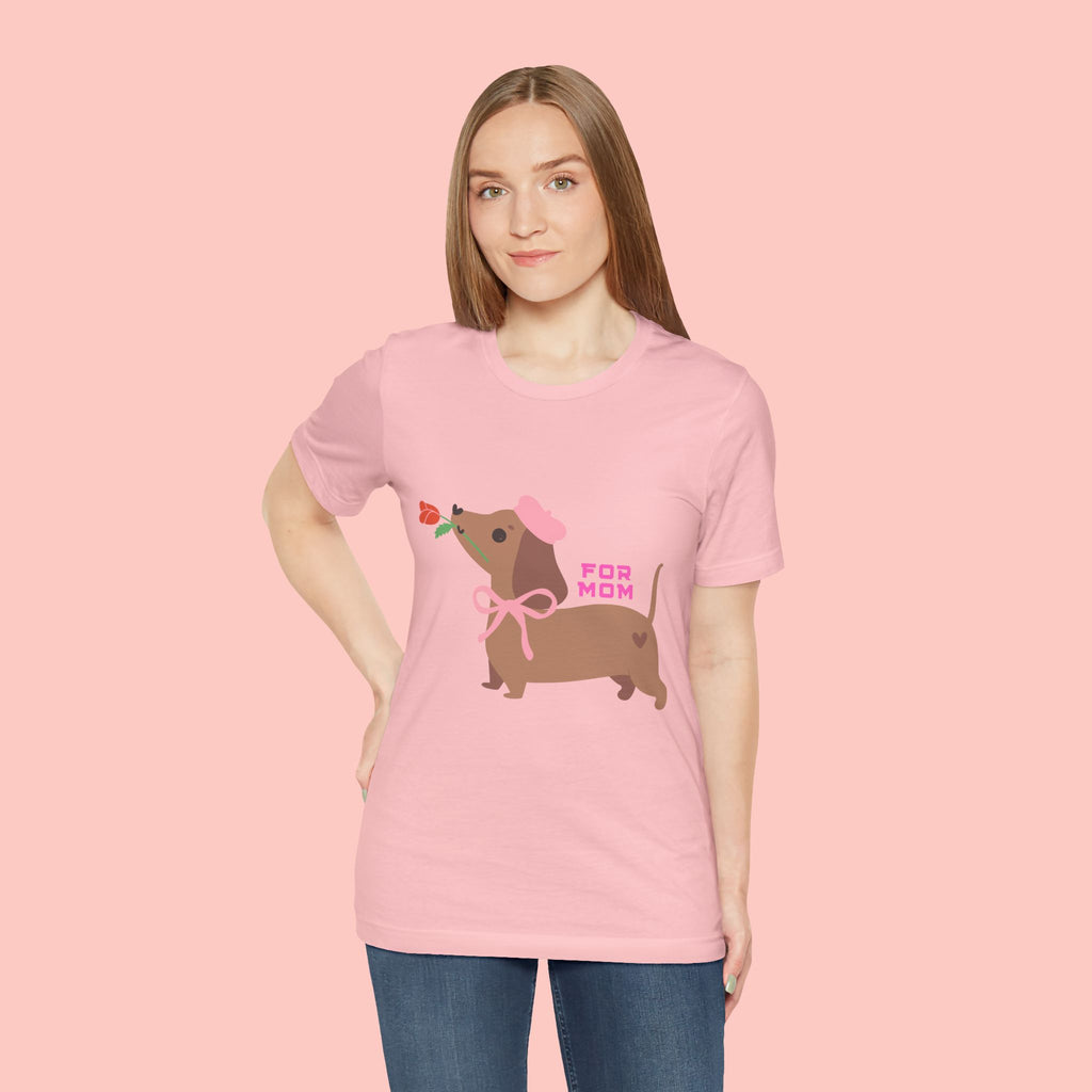 Mommy’s Dachshund Tee – Cute Dog with Rose “For Mom” Shirt