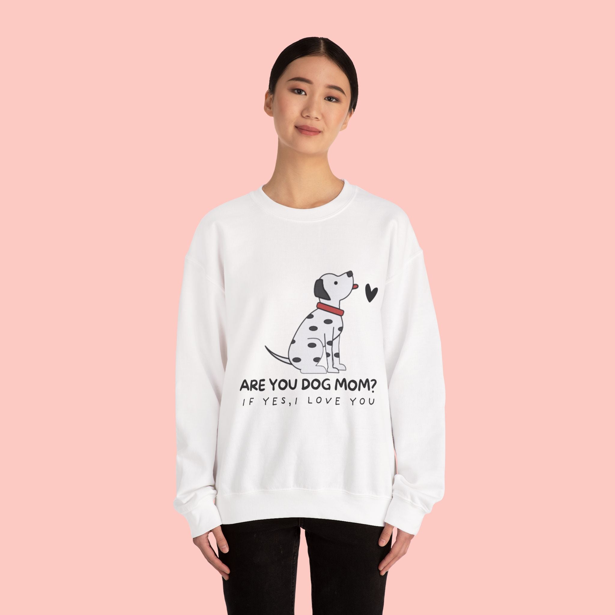 Are You Dog Mom? Cute Dalmatian Crewneck Sweatshirt for Dog Lovers
