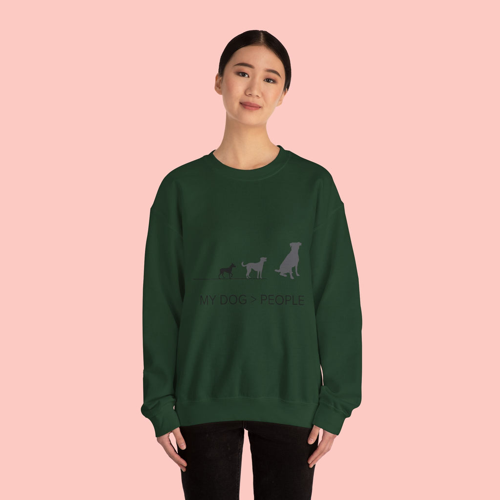 My Dog > People Sweatshirt - Cute Dog Silhouette Crewneck for Dog Lovers