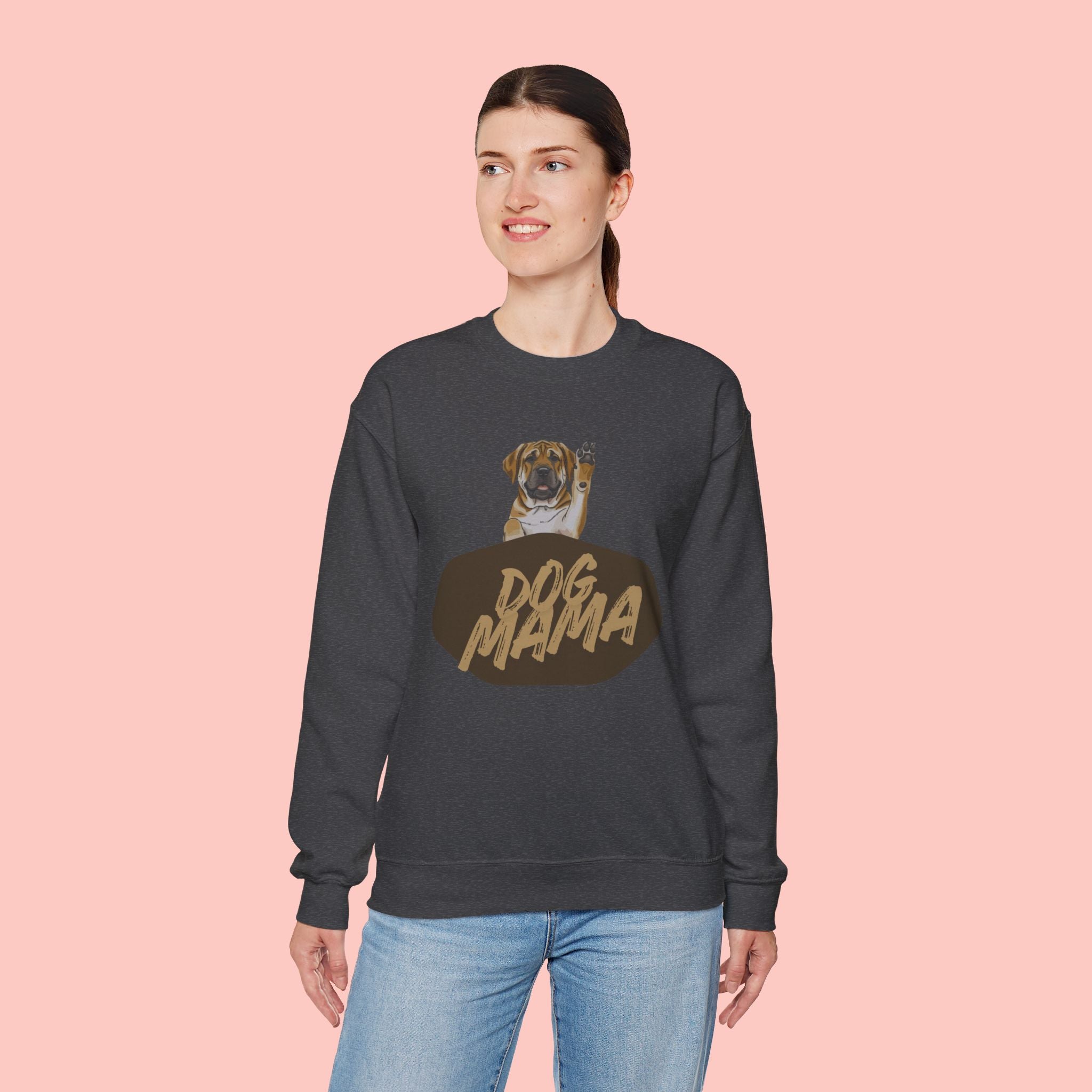 Dog Mama Crewneck Sweatshirt — Cute Puppy Graphic Pullover for Dog Lovers