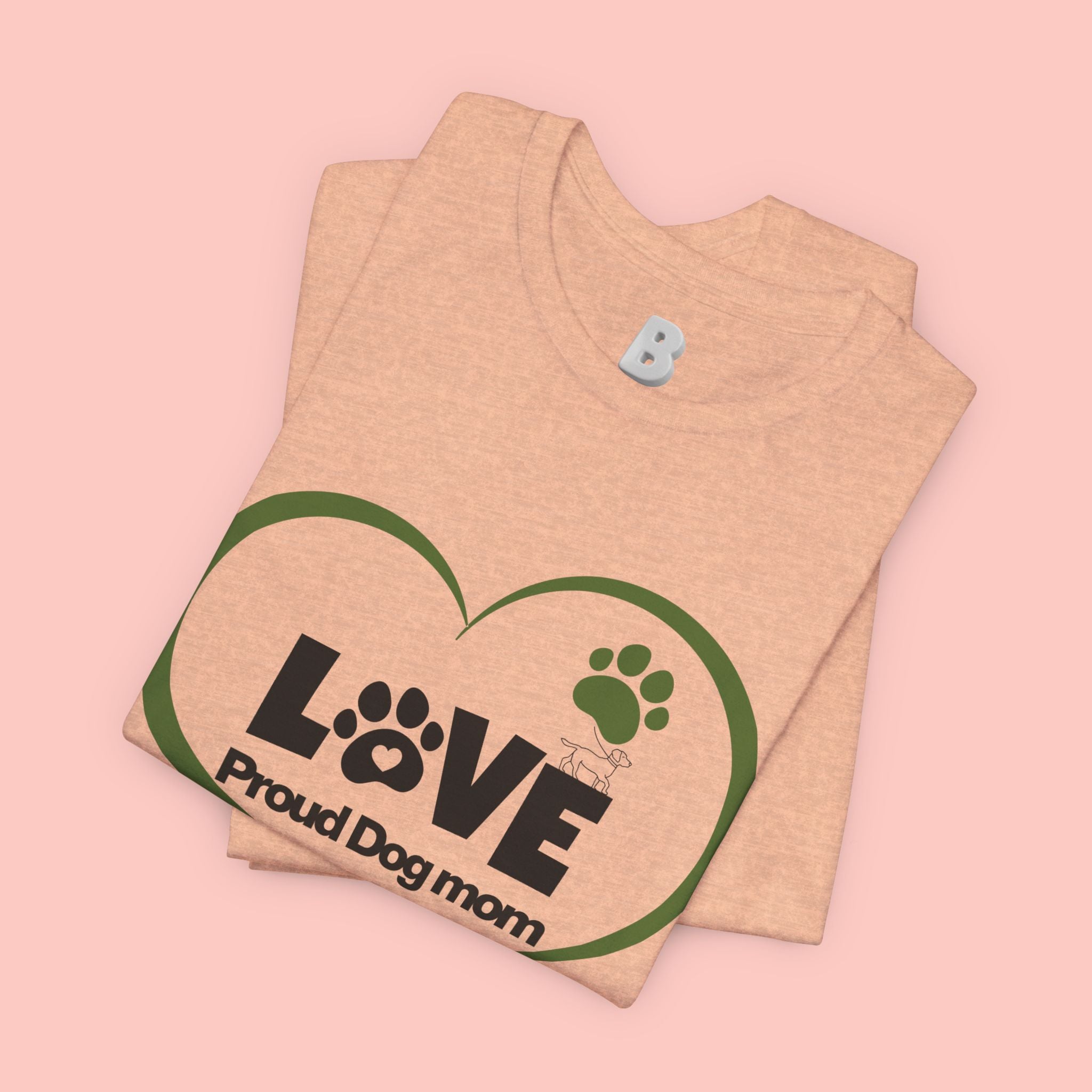 Dog Mom Love T-Shirt — "LOVE Proud Dog Mom" Heart Paw Tee