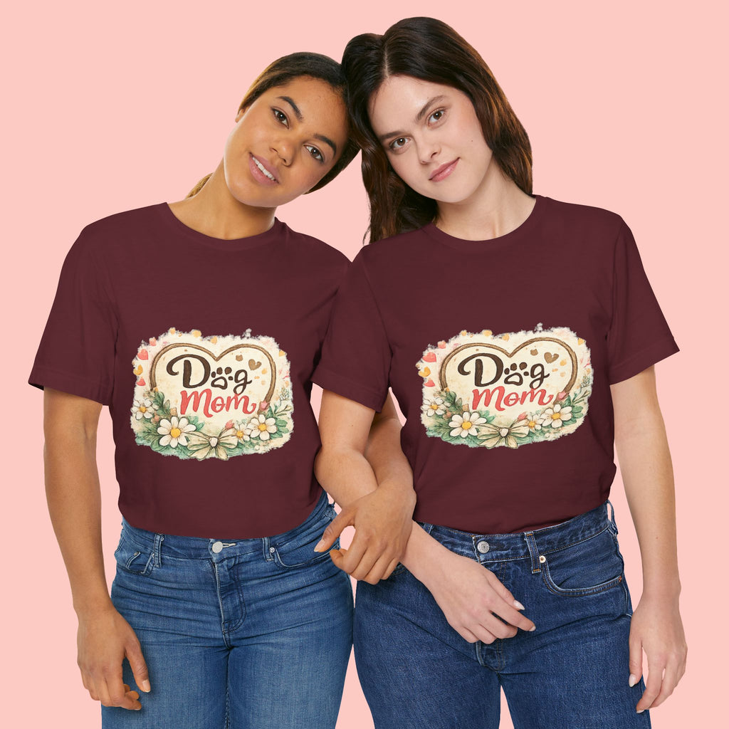 Dog Mom T-Shirt – Floral Paw Heart Graphic Tee