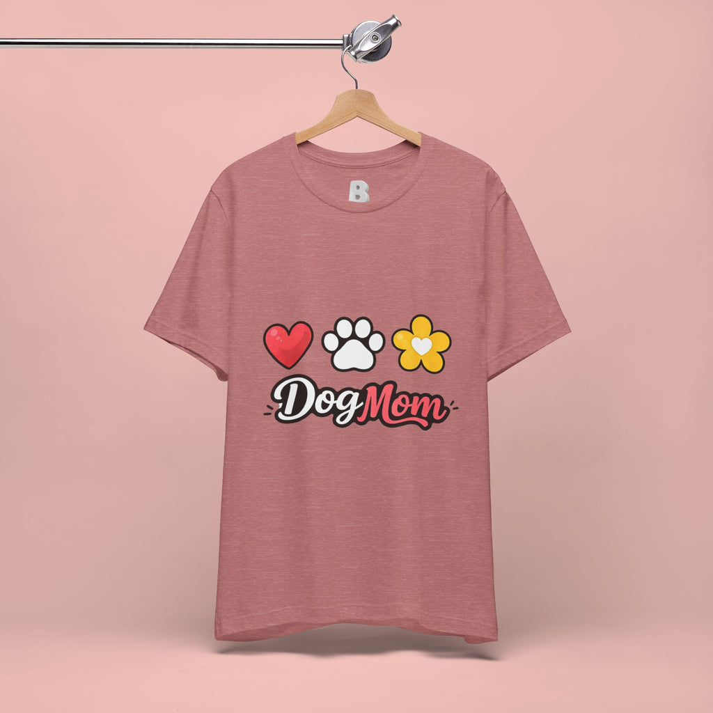 Dog Mom T-Shirt – Heart, Paw & Flower Graphic Tee