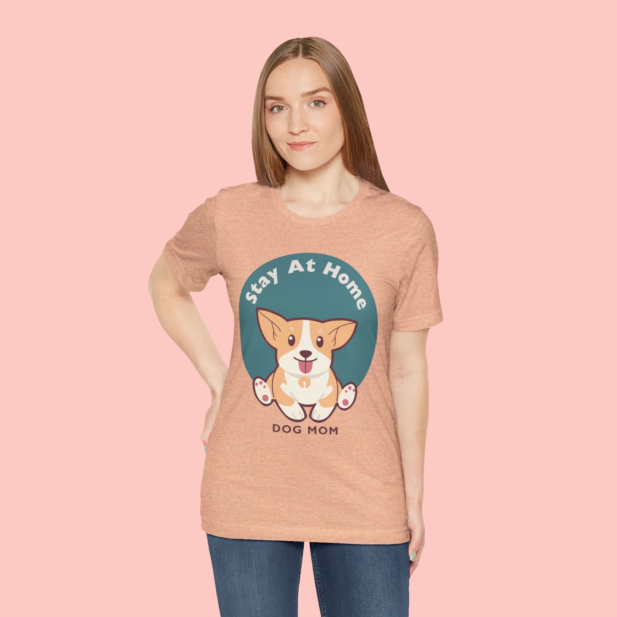 Stay At Home Dog Mom T-Shirt — Cute Corgi Graphic Tee