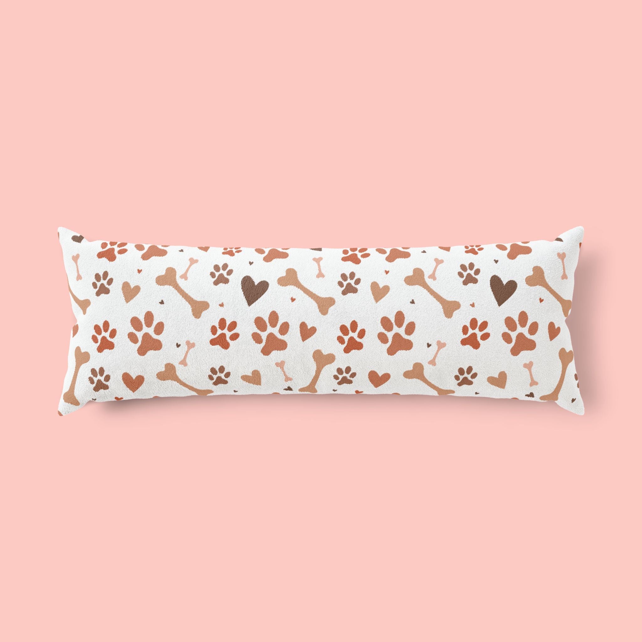 Dog Paw & Bone Pattern Body Pillow — Cute Pet Lover Throw Pillow