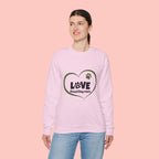Dog Mom Heart Crewneck Sweatshirt — "LOVE Proud Dog Mom" Graphic