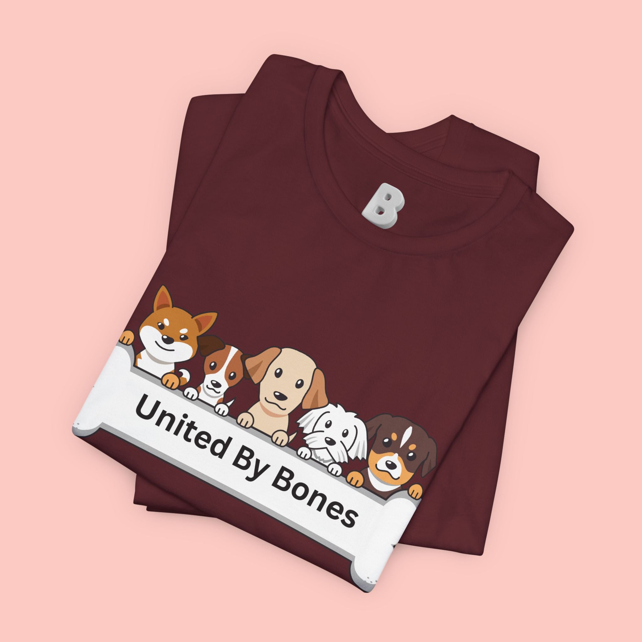 Dog Lover T‑Shirt — "United By Bones" Cute Cartoon Dogs Tee