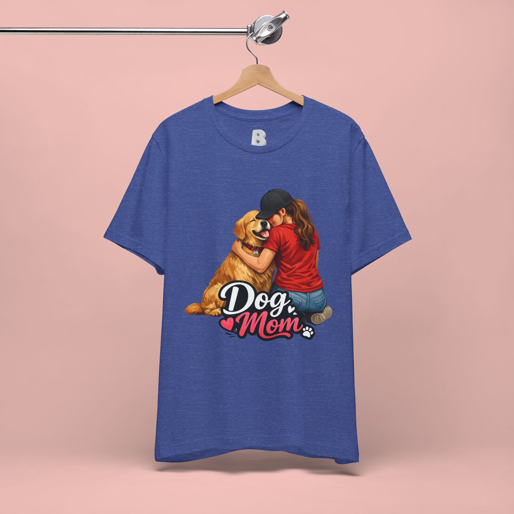 Dog Mom T-Shirt - Cute Woman Hugging Golden Retriever Tee