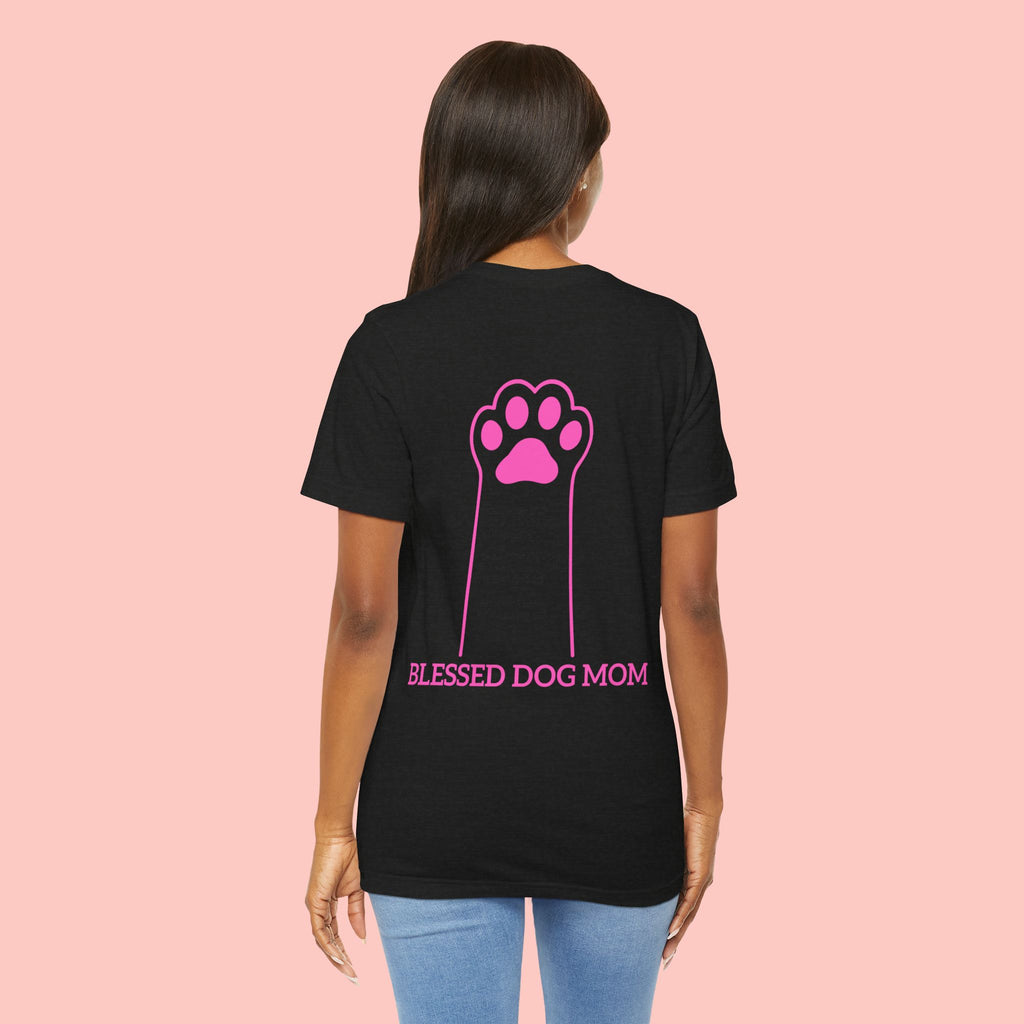 Blessed Dog Mom T-Shirt — Pink Paw Graphic Dog Lover Tee