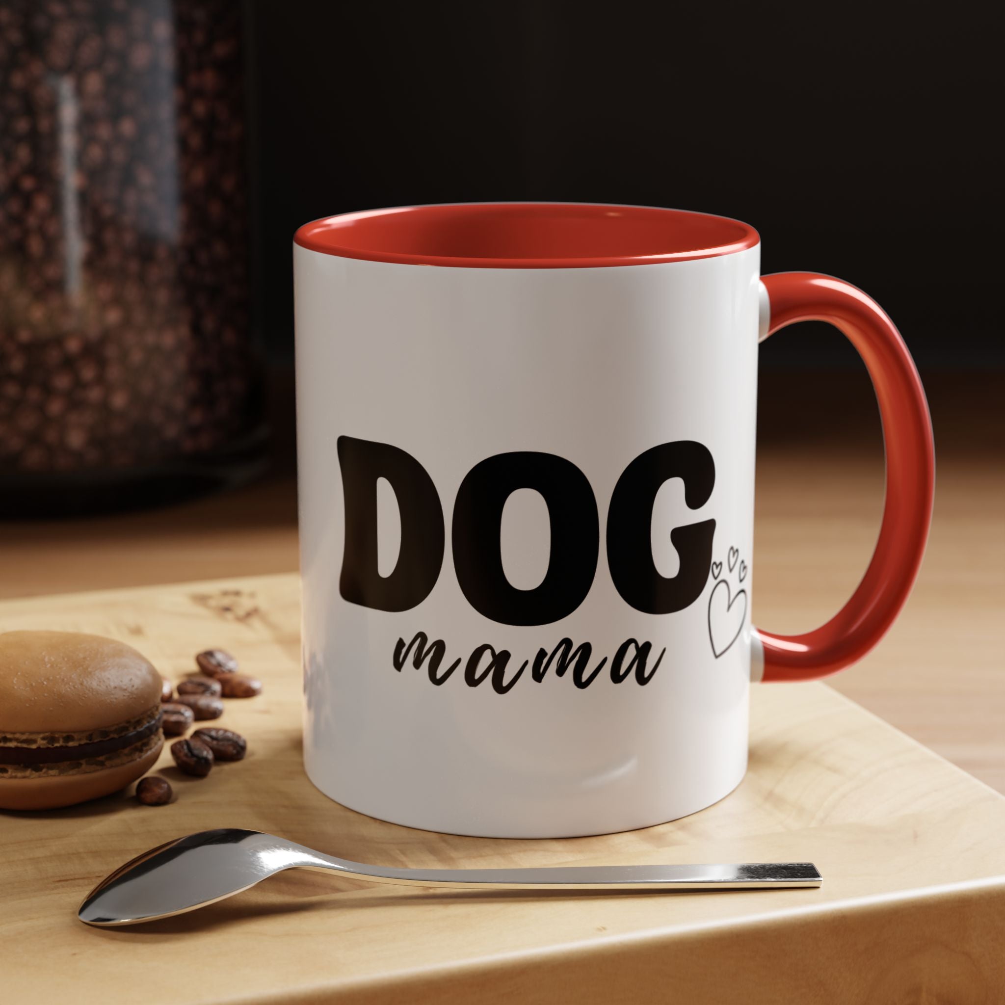 Dog Mama Accent Coffee Mug — Cute Black & White Pet Lover Gift (11/15oz)