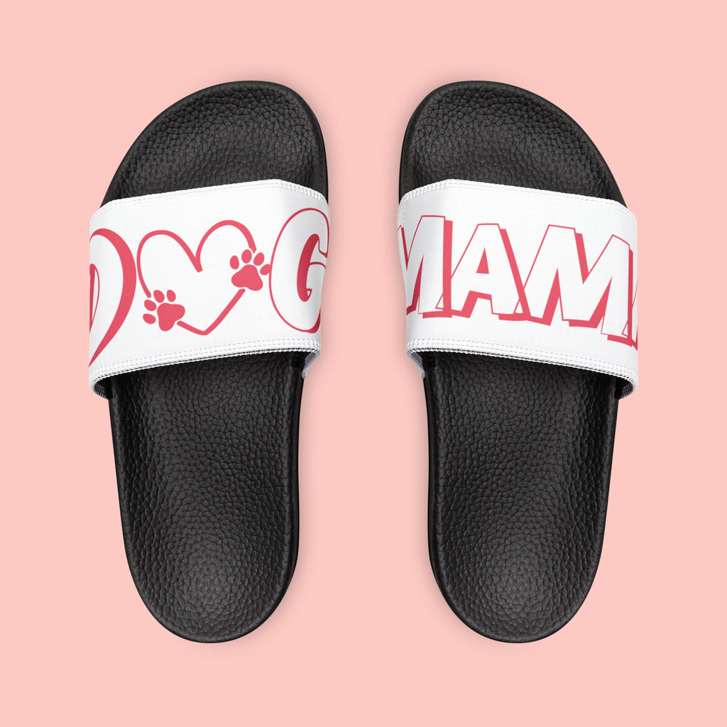 Sandals — 'Dog Mama' White Removable-Strap Slide Sandals