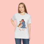 Dog Mom T‑Shirt — Cute Woman Hugging Dog Graphic Tee