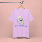 Dog Lover T-Shirt — "Love with my dog." Paw Print Graphic